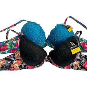 FAYLINA WOMEN'S LOT OF 2 PADDED LACE BRA SIZE 38B MULTICOLOR NWT